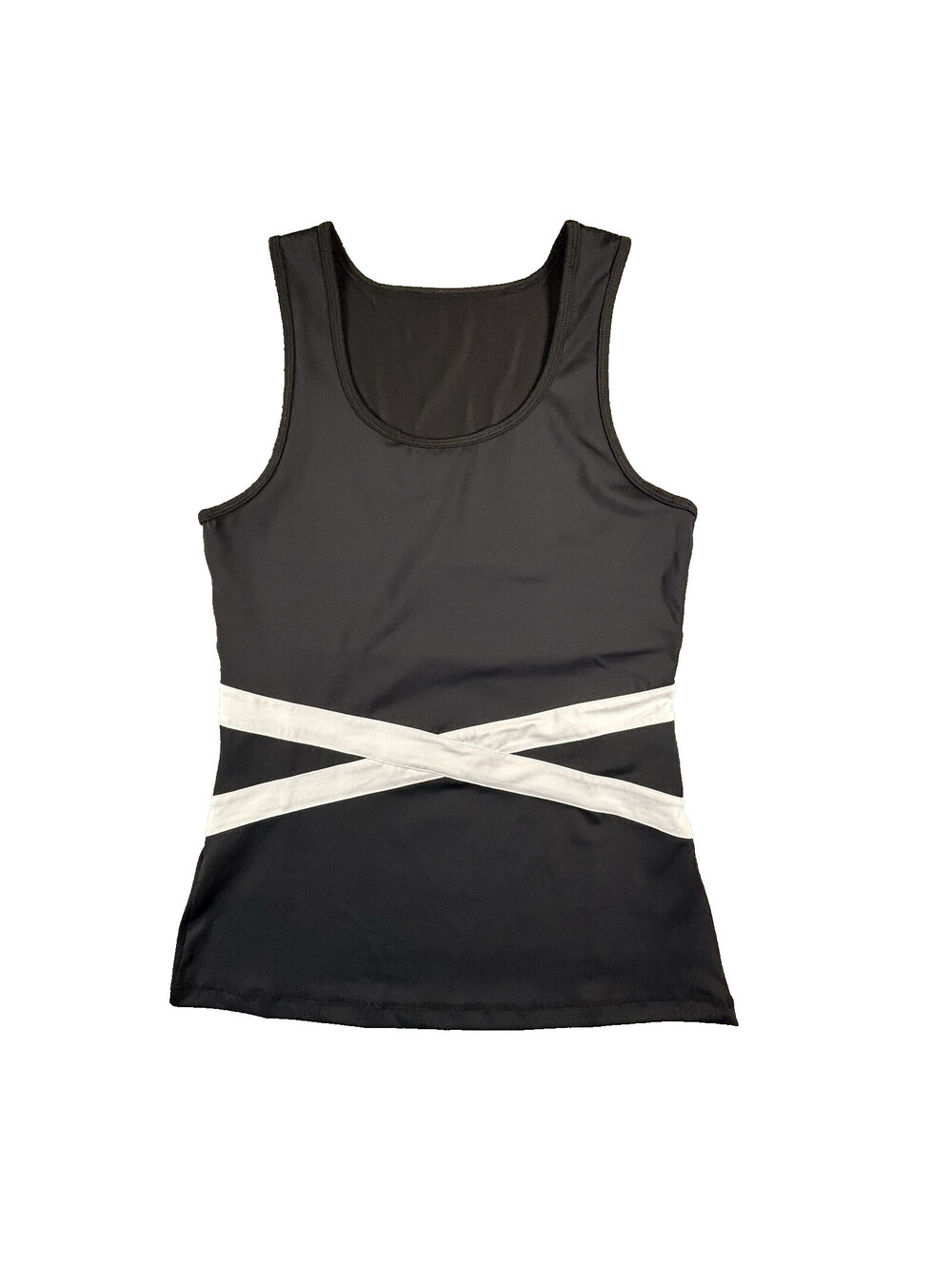 Garnet Hill Work Out Tank Top Women XL Black, White Colorblock Strappy